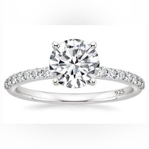 925 Sterling Silver 1.25 CT Round Solitaire Cubic Zirconia Ring